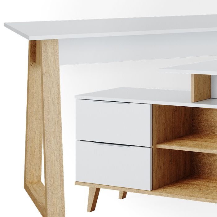 Bureau Nautica Blanc Par Vicco – Avec Tiroirs, 138 Cm – Neuf Sous Emballage