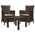 Ensemble de meubles de jardin Keter, deux fauteuils, table, brun-beige, Rosario Balcony Set-0
