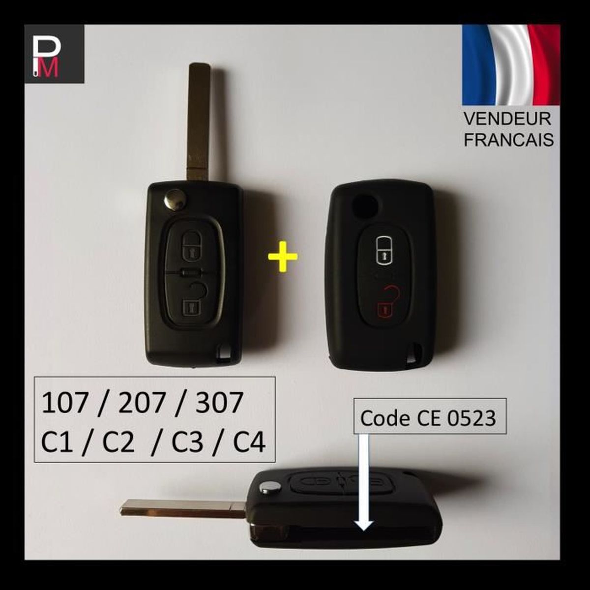 Coque Clé PEUGEOT 2 boutons CE0523 107 207 307 308 407 + HOUSSE NOIRE Cdiscount Auto Coque Clé PEUGEOT 2 boutons CE0523 107 207 307 308 407 + HOUSSE NOIRE Cdiscount Auto