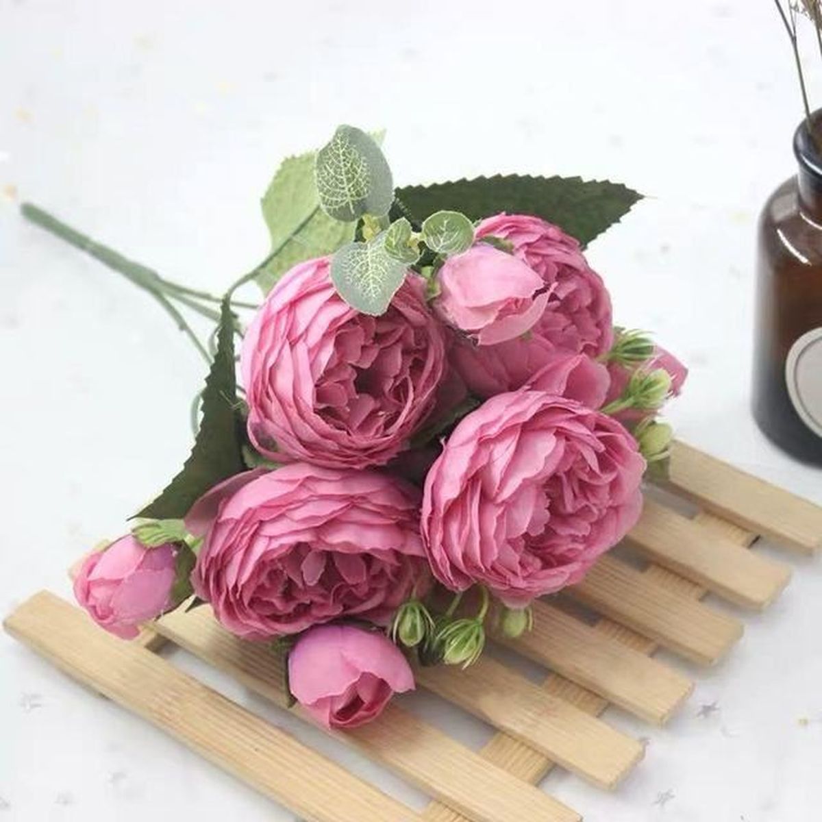 9 tête Soie Artificielle Pivoine Fleurs De Mariage Rose bouquet Home Party Decor