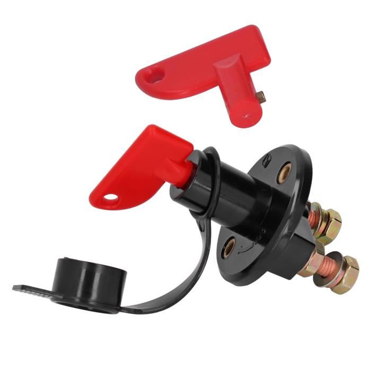 2 Isolateurs Batterie Uxcell - Interrupteur Rotatif Déconnexion Rapide, Plastique/métal, Rouge/or/noir, Trou 16.2mm