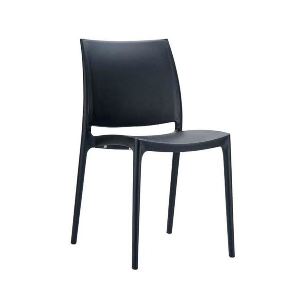 Chaise De Jardin Empilable En Plastique Noir 81 X 44 X 50 Cm