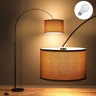 Modlicht Lampadaire Classique JASMIN 165-180 cm | Ampoule LED E27 9W incluse, Abat-jour Lin Beige, Interrupteur au pied