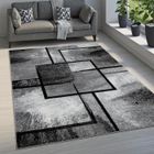 Paco Home Tapis De Salon Tapis Vintage Poils Ras Motif Géométrique Moderne Abstrait Gris 160x230 cm