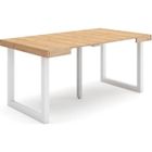 SKRAUT HOME Table console extensible, 160x90x72,6cm, Pour 8 personnes, Pieds bois massif, Chêne, RF2701