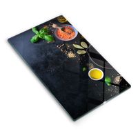 Protection Plaque de Cuisson, couvre plaque de cuisson en verre - Decortapis - verre trempé, 52 x 30 cm Bols d'épices
