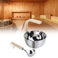 Seau de sauna avec louche, baril de sauna en acier inoxydable, traditionnel pour le bain Sauna Baignoire de massage Spa HB000