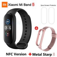 Montre connectée,Original Xiaomi Mi bande 5 NFC Version montre intelligente écran tactile Bracelet - Type Add Metal Pink
