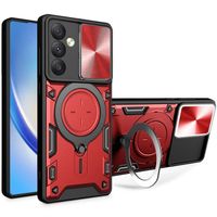 Coque pour Samsung Galaxy A34 5G Rouge Ultra Résistante avec Support Métal et Cache Caméra