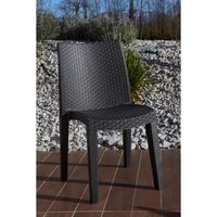 Chaise empilable effet rotin - DMORA - Made in Italy - Anthracite - Jardin - Contemporain