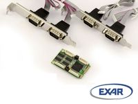 Carte  Mini PCI Express série 4 PORTS COM RS232 FICHES DB9 avec Chipset EXAR XR17V354