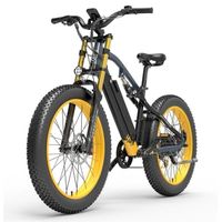 Vélo électrique LANKELEISI RV700 45KM/H Moteur 1000W Autonomie 120km amortisseur avant 26 pouces VTT fat bike 48V16Ah Jaune