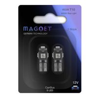 Magnet - Ampoules | W5W CanBus Model 5 LED, 12V, Blue 8000K | 1 Paire | T10 Habitacle, Plaque Immatriculation, Feu Position