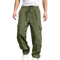 PANTALON  Pantalon Cargo Homme Taille Elastique avec Poches Pantalon de Travail Cargo Casual Décontracté Couleur  Vert armée