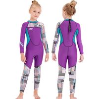2.5MM Néoprène Combinaison Plongée Enfants Filles Thermique UV 50+ Maillot de Bain Ultra Stretch Wetsuit pour Surf Natation Violet-M