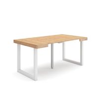 Table console extensible, 160, Pour 8 personnes, Pieds bois massif, Chêne, RF2701