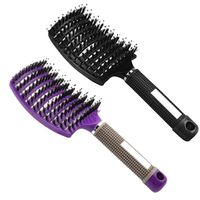 2 Pcs Brosse à poil de sanglier-Accessoires coiffure Meilleure pour démêlage de cheveux épais et démêlant-Noir et Violet