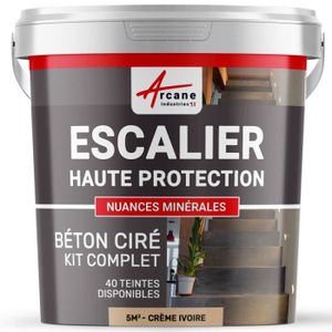 PEINTURE - VERNIS Béton Ciré Escalier - Kit Complet avec primaire et vernis ARCANE INDUSTRIES Creme Ivoire - kit 5 m2 (2 couches)