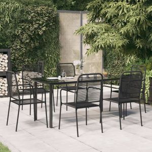 Ensemble table et chaise de jardin Atyhao Ensemble à dîner de jardin 7 pcs Noir Corde de coton et acier A3156537 123679