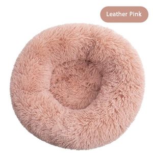 NICHE Lit à donuts Super doux pour chien et chat, Long, en peluche, lavable, niche pour sommeil Leather Pink XL Diameter 70cm -CLAT22885