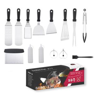 USTENSILE Kit Barbecue,  14 pièces d'accessoires pour griller, pour ensemble de spatules à barbecue et pour teppanyaki