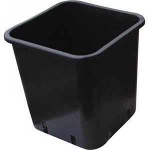 JARDINIÈRE - BAC A FLEUR Pot carré en plastique noir 14L - CIS PRODUCTS - 28x28x28.3cm - avec trous de drainage