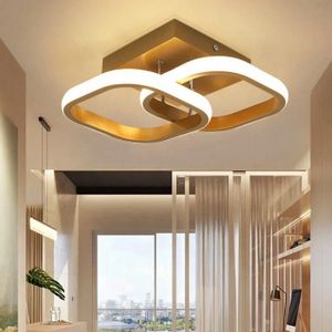 PLAFONNIER Plafonnier LED 22W - lampe de plafond couloir lampe lustre en caoutchouc souple + fer art - Blanc cchaud D28xH9cm - Or