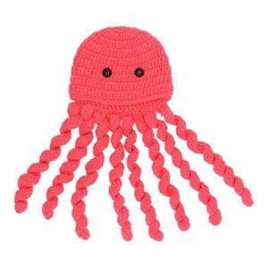 CHAPEAU - BOB Chapeau de photographie de bébé fait à la main mignon chapeau tricoté d'animal de pieuvre amusant, pastèque rouge En Stock HB013