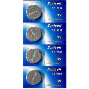 PILES Lot de 4 piles bouton lithium Eunicell CR2032 / DL2032 / E-CR2032 / 5004LC