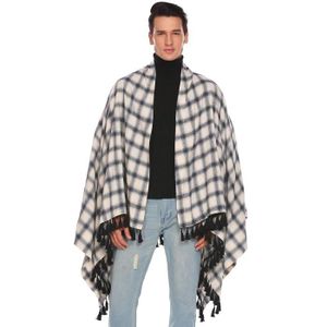 plaid poncho polaire