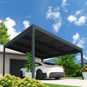 CARPORT Carport solaire - OMBRAZUR - ENERGY 1 pente - Aluminium - Gris anthracite - 2400W