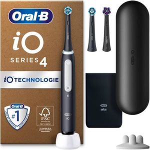 BROSSE A DENTS ÉLEC Oral-B iO4 Series Plus Brosse à dents électrique + 3 brosses à dents + 4 modes de nettoyage Emballage recyclable,Noir mat