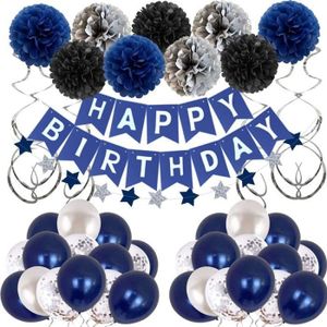 Decoration Anniversaire Bleu Marine Et Or Cdiscount