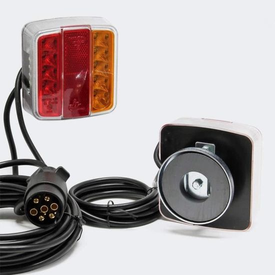 Feux De Remorque Magnétiques LED Sans Fil – 2 Pièces, 12V, 7 Broches, étanches IP67 – Pour Camion, Caravane, Camping-car, Tracteur – Certifiés E57