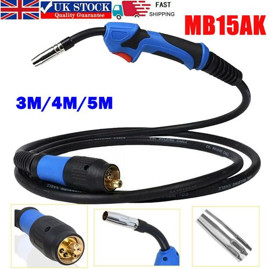 Torche Soudage MIG/MAG MB15AK 5m - 180A - Connecteur Euro - Kit 22 Pièces : Buses, Guides-courant, Diffuseur Cuivre - 8