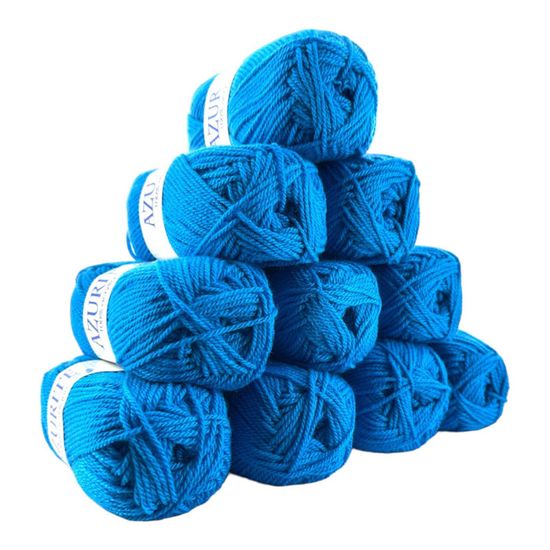 Lot De 10 Pelotes Azurite Vert Olive - 100% Acrylique, 50g/140m, Distrifil