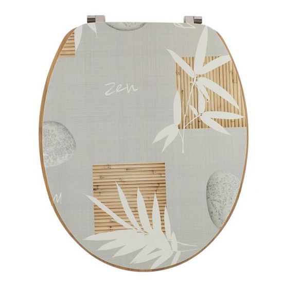TENDANCE - Abattant WC en Bois déco Spirituality avec Kit fixation en