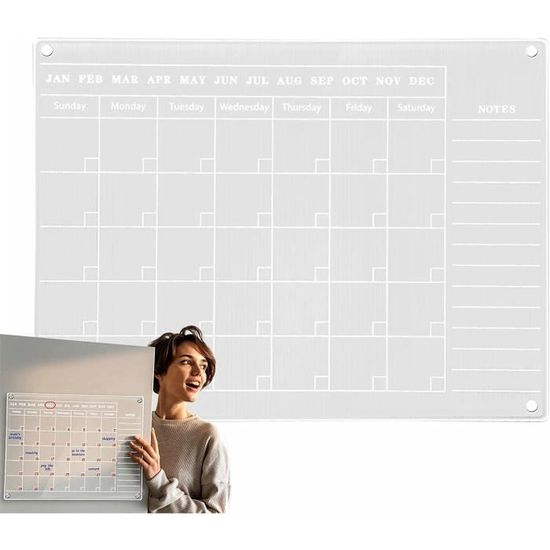 Calendrier MagnéTique en Acrylique pour RéFrigéRateur Tableau EffaçAble