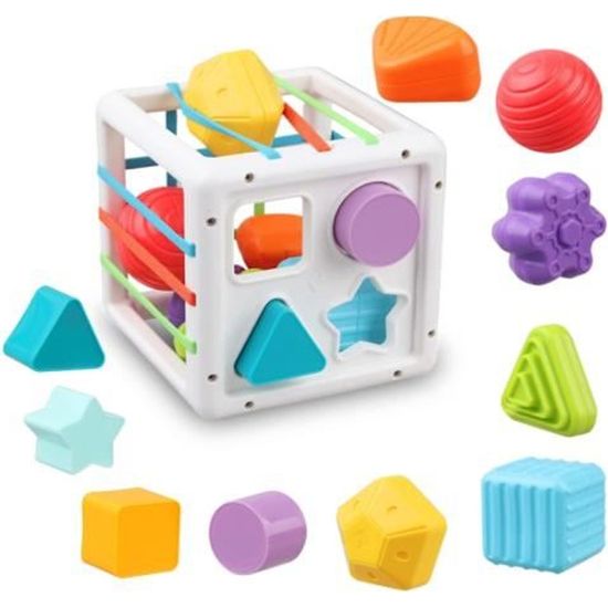 Jouet Bebe 6 9 12 18 Mois - 25pcs Jeux Montessori, Cube d'activité