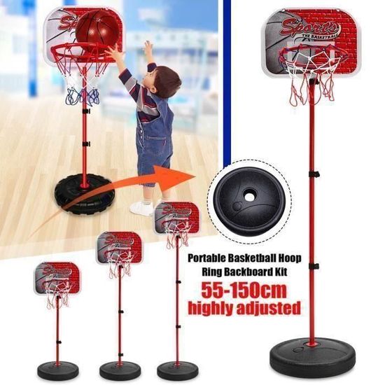 Panier De Basket Enfant Pied Réglable Hauteur Jeux Interieur Exterieur  QUI20330