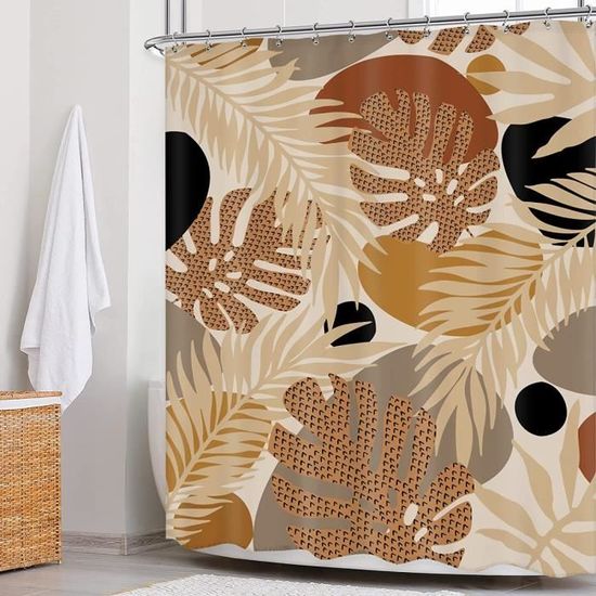 Rideau De Douche Automne Citrouille Feuille D'érable - Tissu Polyester Imperméable 180x180 Cm - Avec 12 Crochets, Lavable Machine