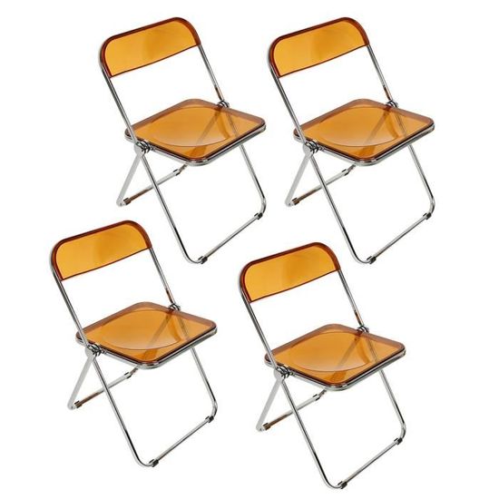 Lot de 4 chaises pliante Style Scandinave Chaise de Salle à Manger, Jaune,  Loisirs Restaurant Bureau