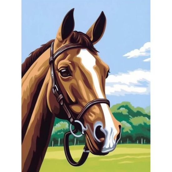 Kit Peinture Diamant 5D Cheval - Toile 30x40 Cm, Diamants Ronds - Loisir Créatif, Déco Murale - Hoobee DIY