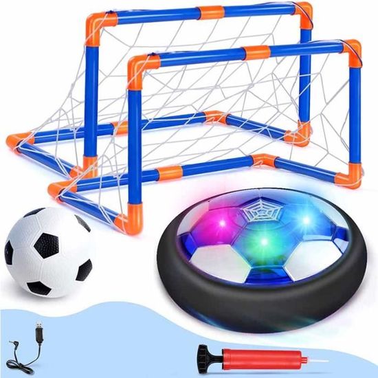 Ballon De Foot Flottant Air Power Avec LED - Kit 3 En 1 (Foot, Hockey) - Rechargeable USB - Pour Enfants 3-12 Ans