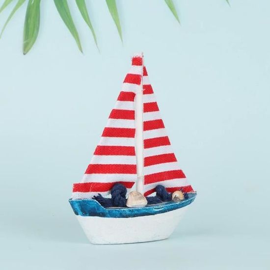 Bateau à voile miniature en bois de style méditerranéen miniature pour décoration nautique de maison C