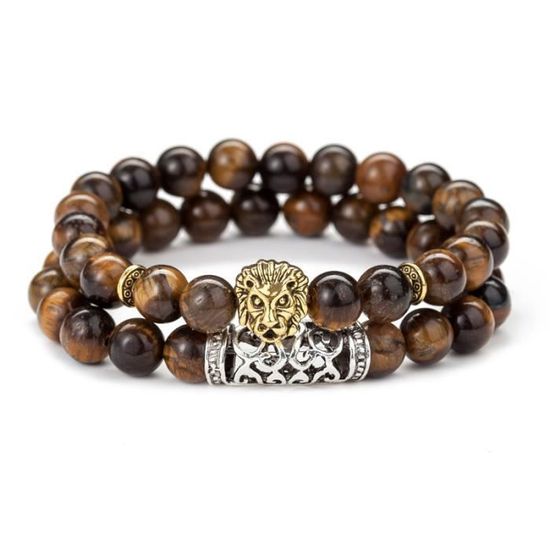 Bracelet Shamballa Tête De Léopard Et Perles Rouges - Acier Inoxydable
