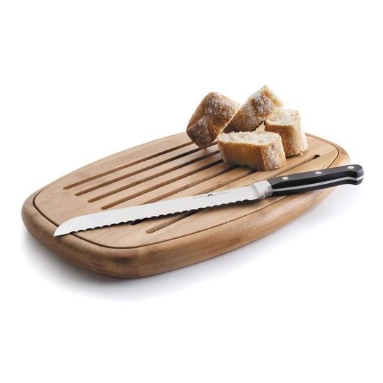 Planche à Découper Pain Bambou 40x27 Cm Avec Accessoires - Naturelle Et Pratique