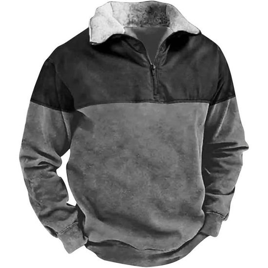 Sweat Polaire Homme Automne Et Hiver Homme Vintage Confortable Sweat Homme Sans Capuche Vintage Zipp Homme Manches Longues gris Gris Cdiscount Pret a Porter