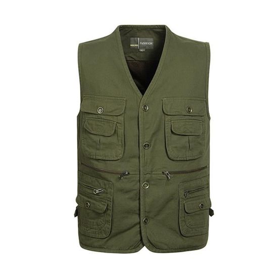 Gilet Utilitaire À Col En V Avec Poches Zippées Pour La Pêche Et La