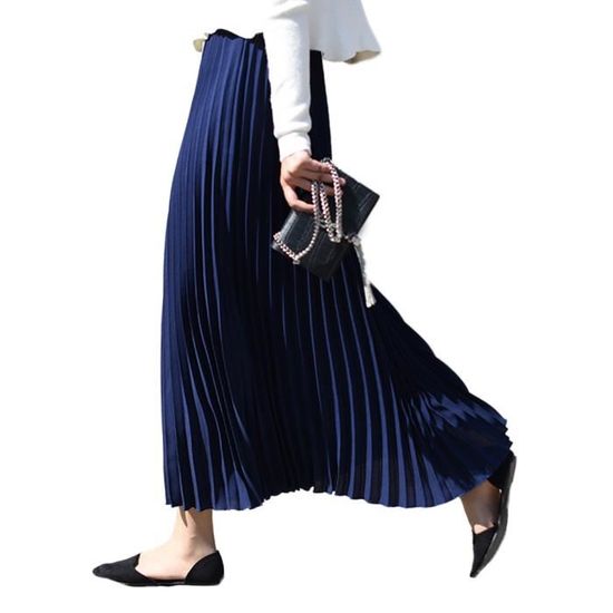 Jupe Pliss?�e Femme Jupe Longue Taille ?�lastique Jupe Mi-Longue Taille Haute Jupe ??l?�gant Jupe 